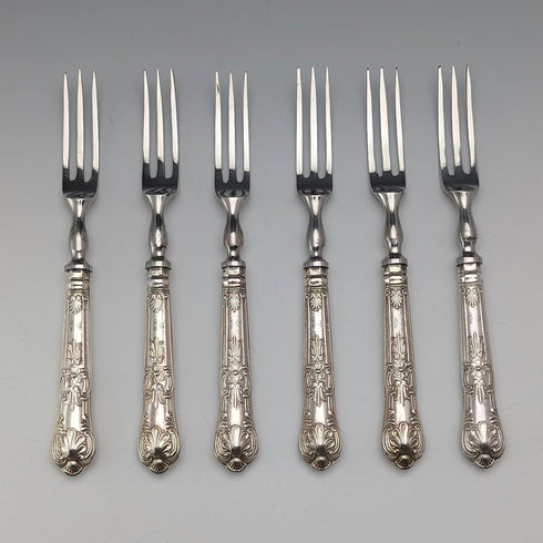 1973 年英國復古純銀手柄沙漠叉 x6 哈里森兄弟帶盒